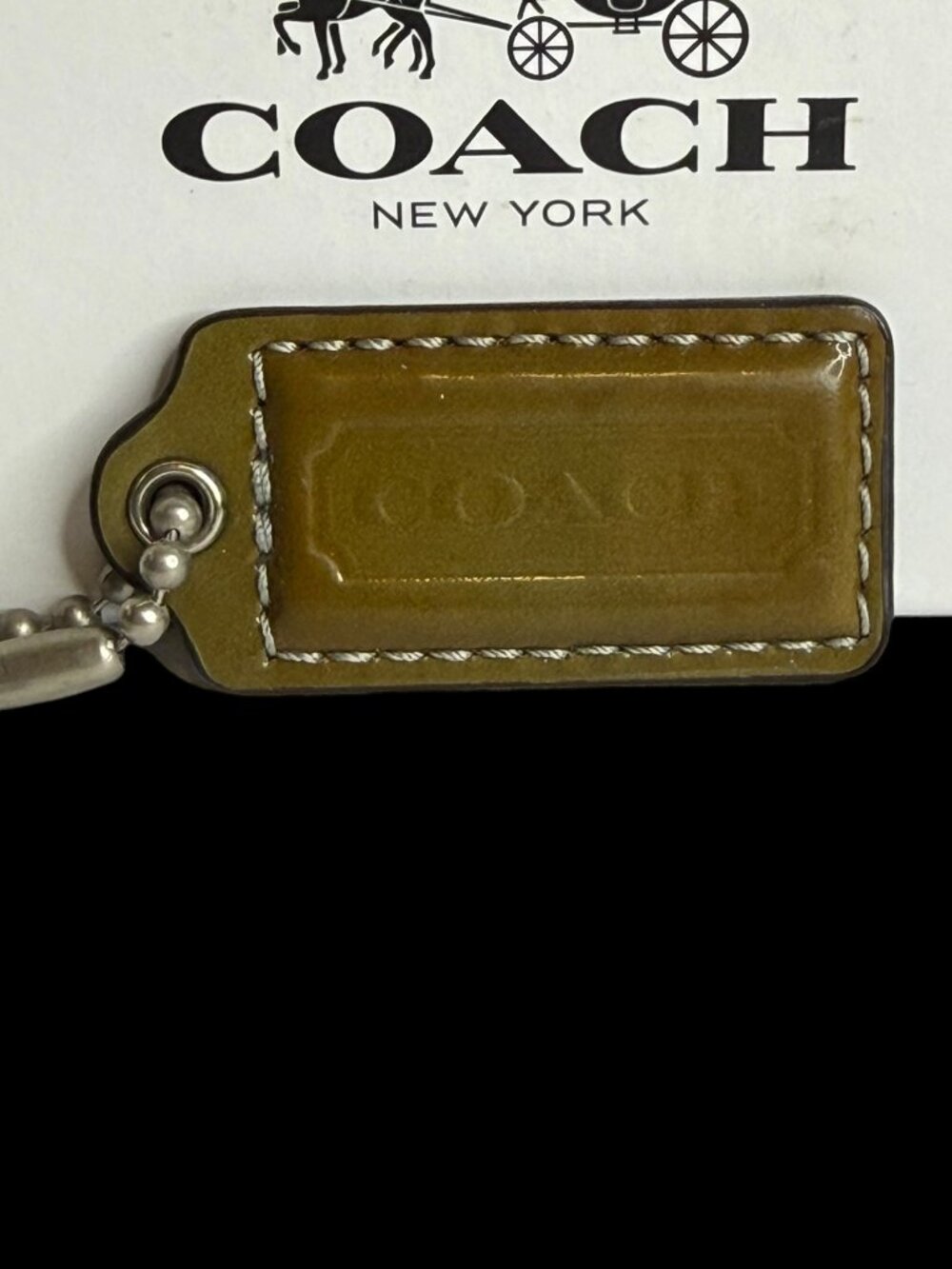 Coach Leather Hangtag – Patent Tan (2")